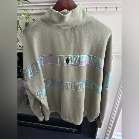 Freepeople sage stone Iridescent 1/2 zip Jacket - Picture 3 of 6